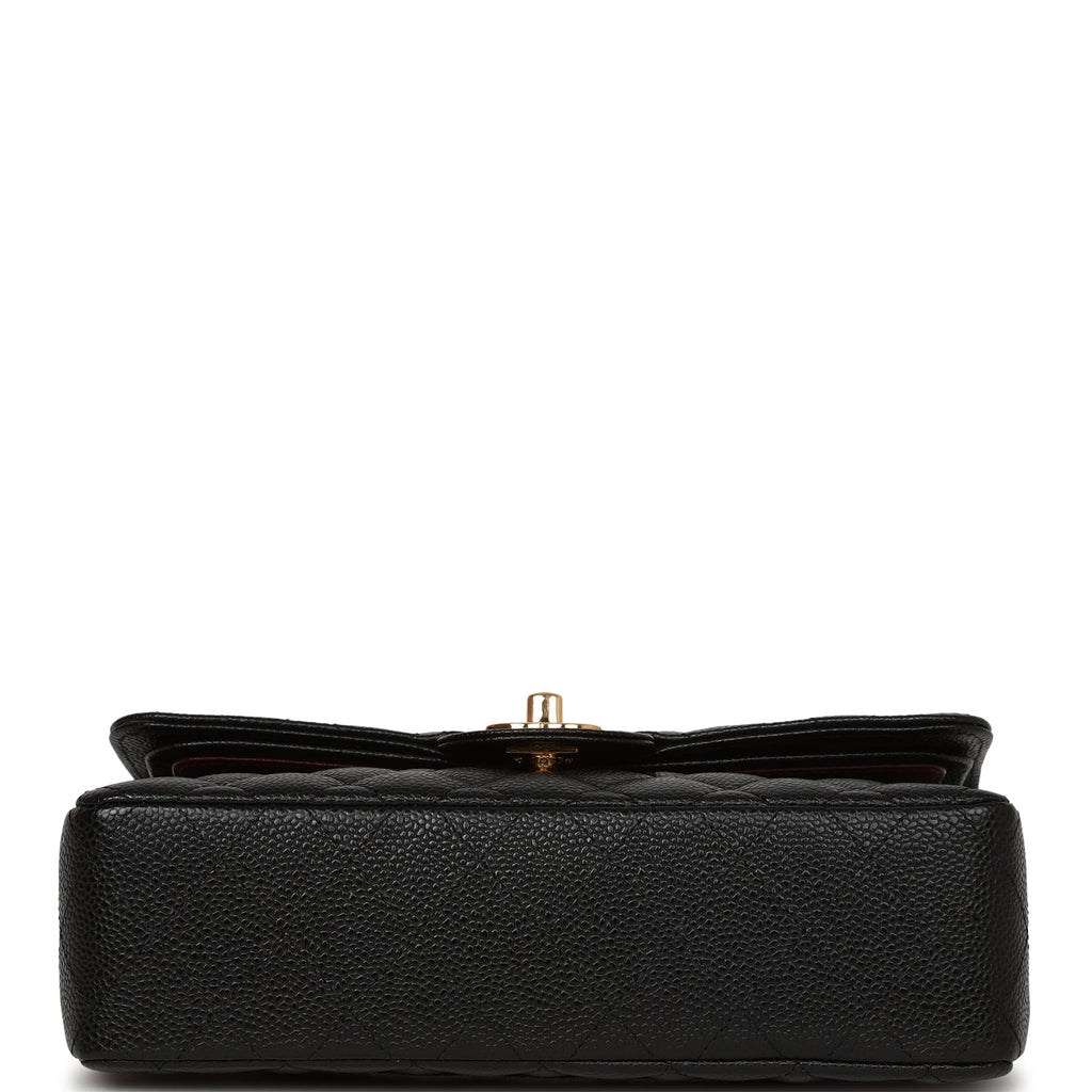 Pre-owned Chanel Small Classic Double Flap Bag Black Caviar Gold Hardware