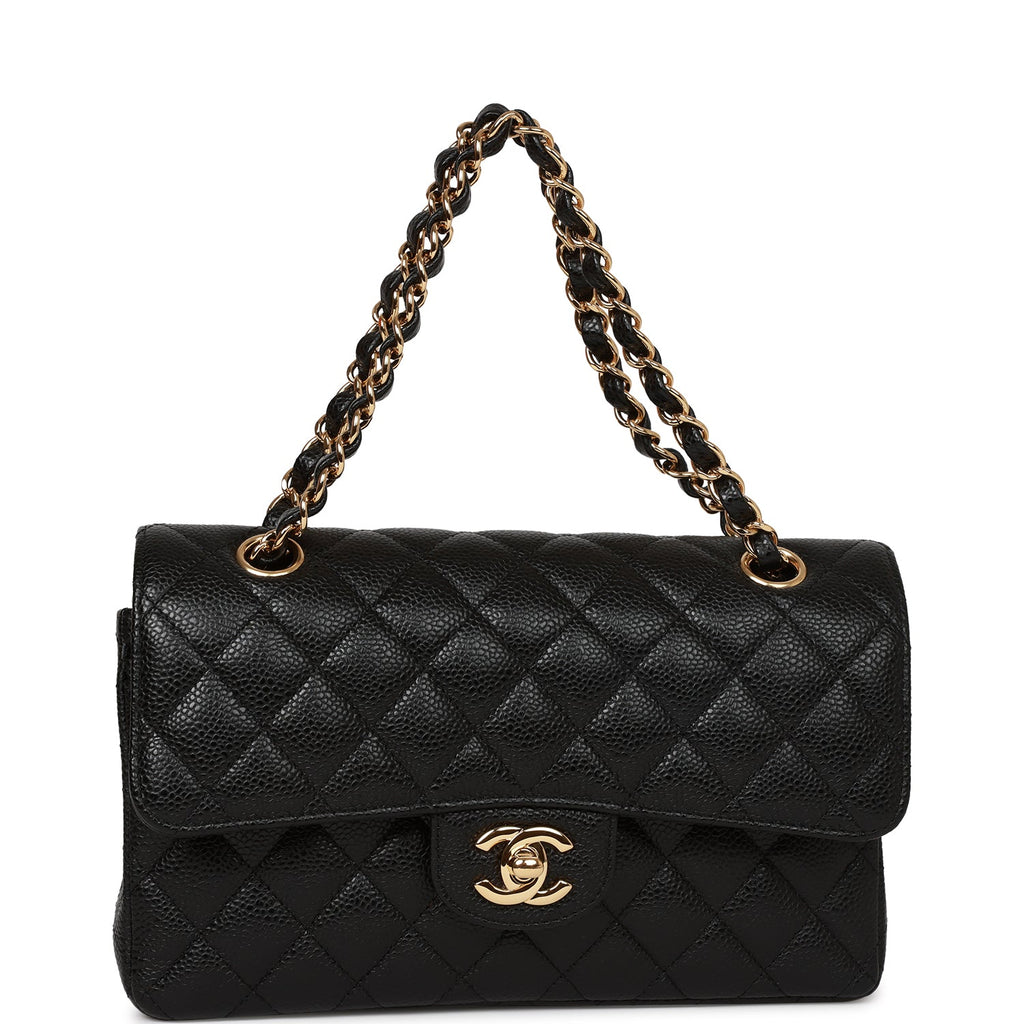 Pre-owned Chanel Small Classic Double Flap Bag Black Caviar Gold Hardware