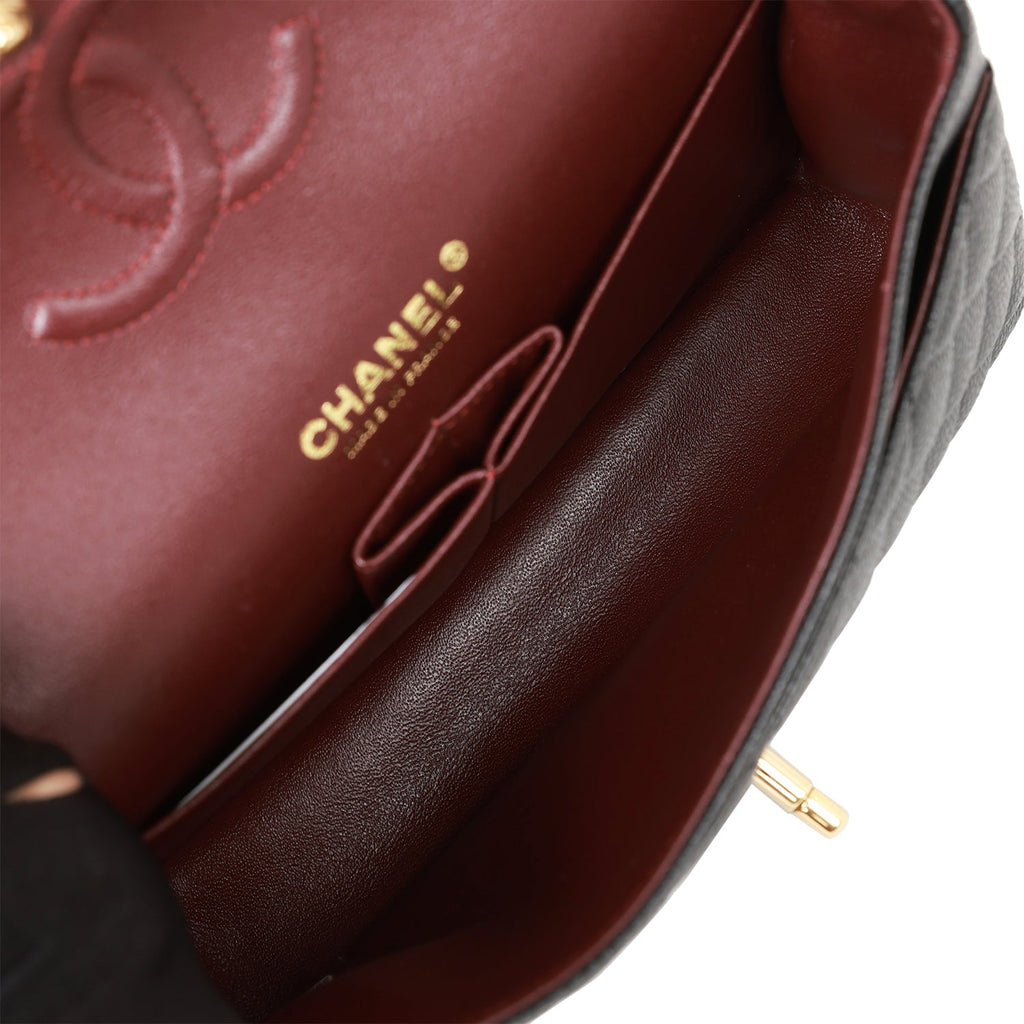 Pre-owned Chanel Small Classic Double Flap Bag Black Caviar Gold Hardware