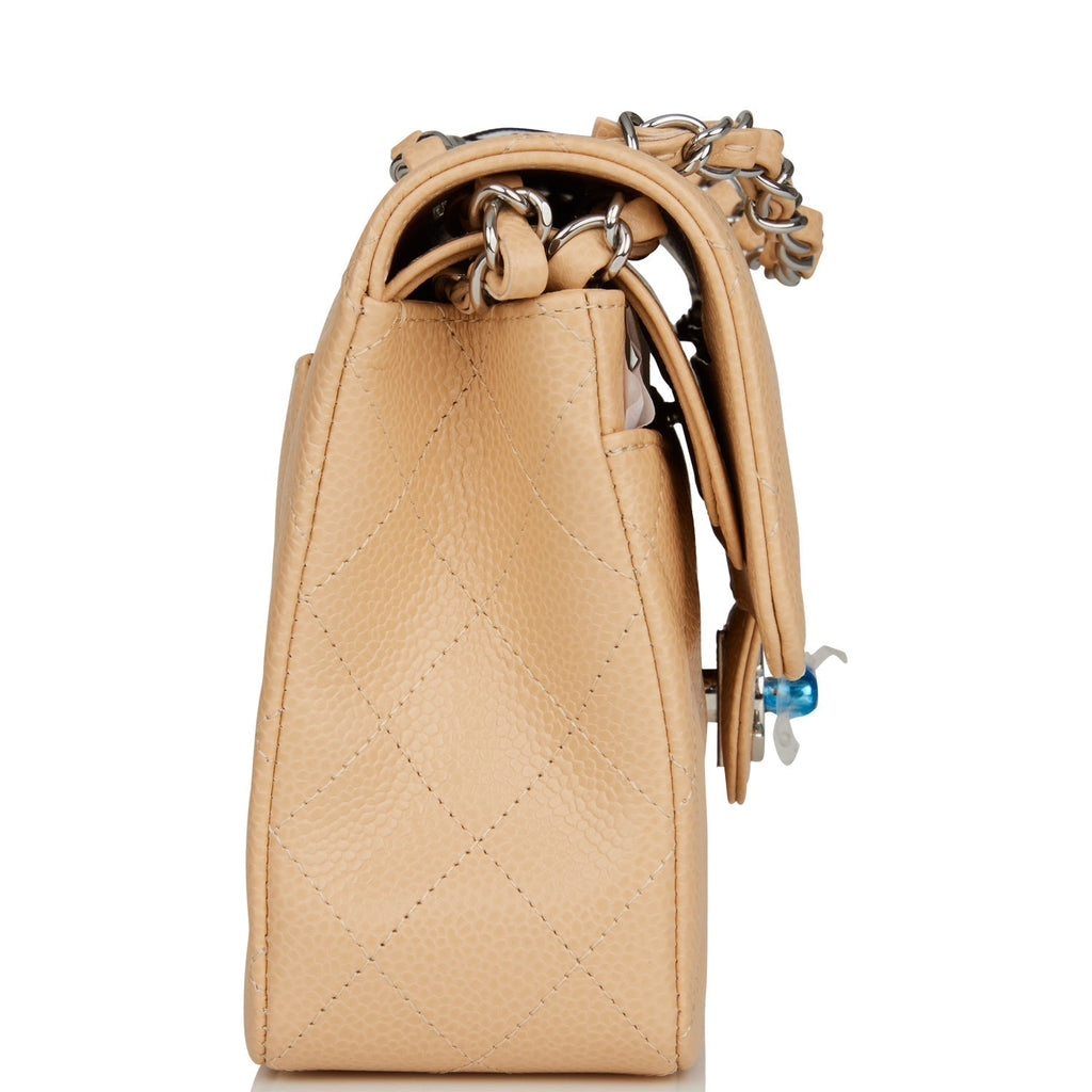 Chanel Small Classic Double Flap Bag Beige Caviar Silver Hardware