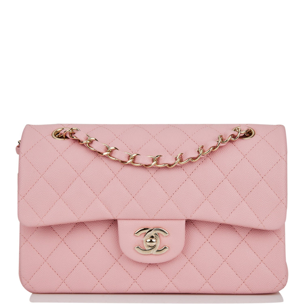 Chanel Small Classic Double Flap Pink Caviar Light Gold Hardware