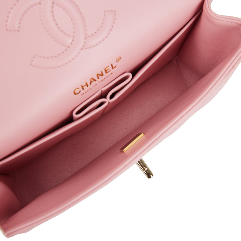 Chanel Small Classic Double Flap Pink Caviar Light Gold Hardware