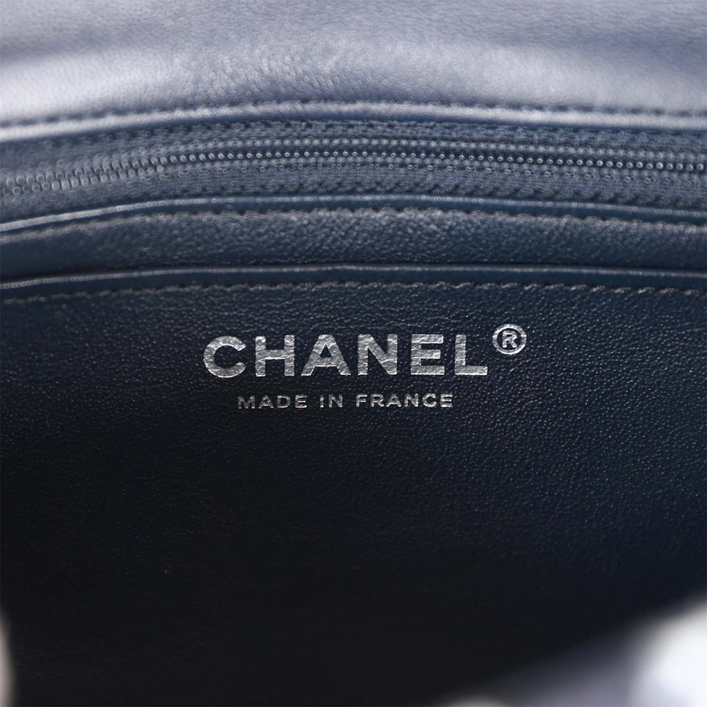 Pre-owned Chanel Mini Rectangular Flap Bag Blue Tweed Silver Hardware