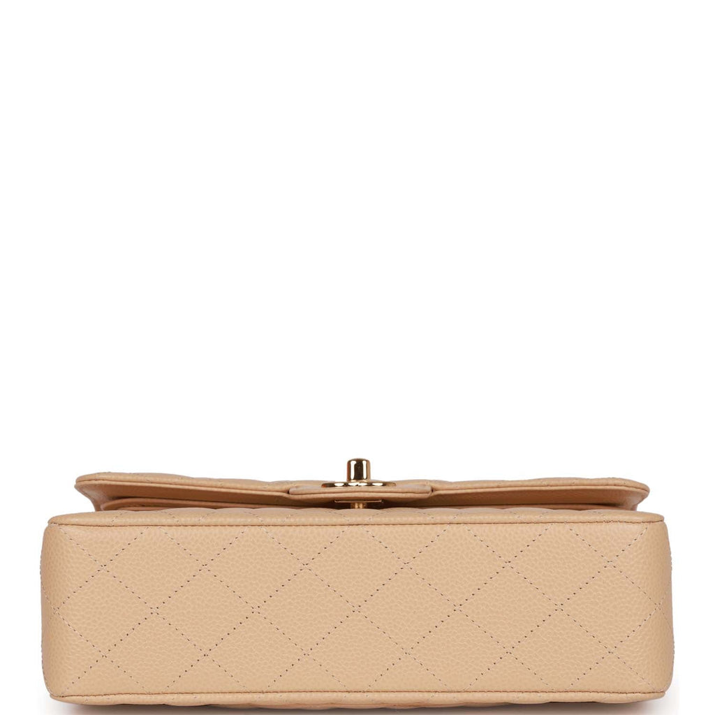 Chanel Small Classic Double Flap Bag Beige Caviar Gold Hardware