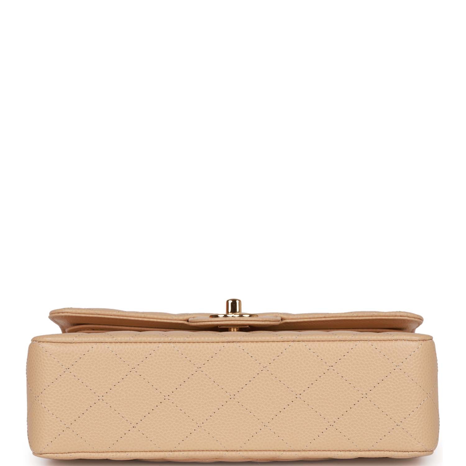 Chanel Small Classic Double Flap Bag Beige Caviar Gold Hardware