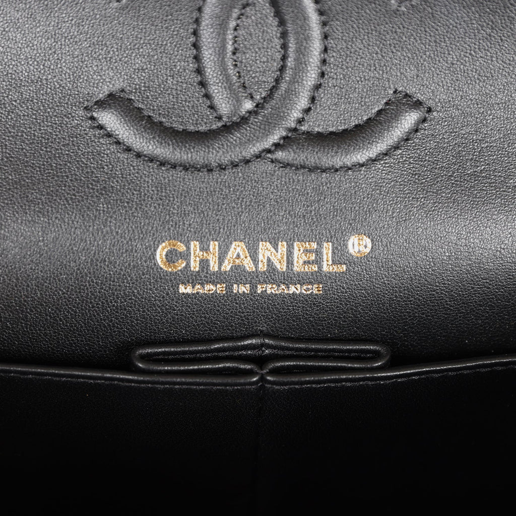 Chanel a bag Small Classic Double Flap Bag Black Lambskin Rose Gold Hardware