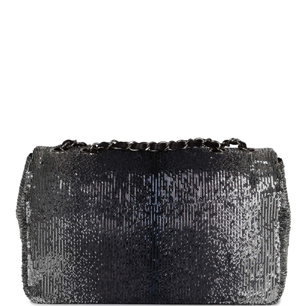 Chanel  bag Small Classic Flap Bag Black and Silver Sequins Silver Hardware