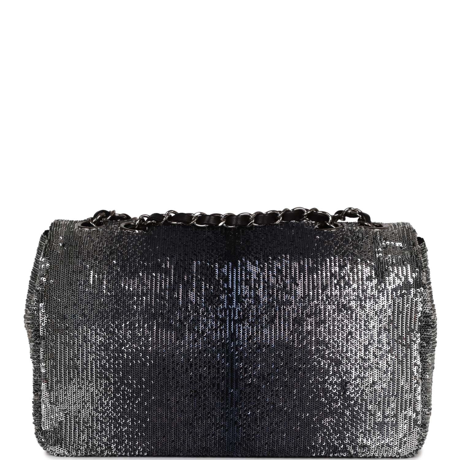 Chanel  bag Small Classic Flap Bag Black and Silver Sequins Silver Hardware