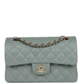 Chanel Small Classic Double Flap Bag Light Blue Caviar Light Gold Hardware