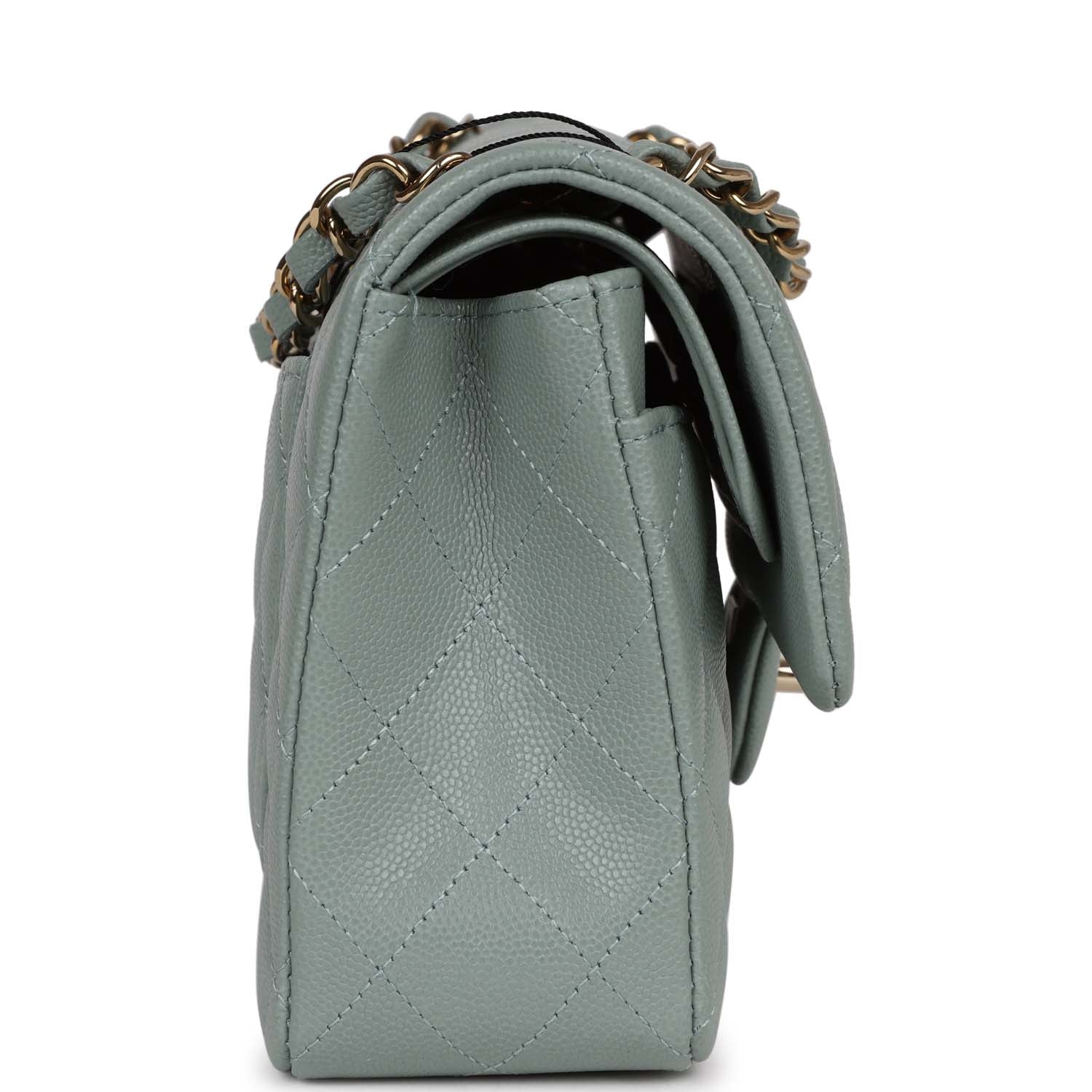 Chanel Small Classic Double Flap Bag Light Blue Caviar Light Gold Hardware