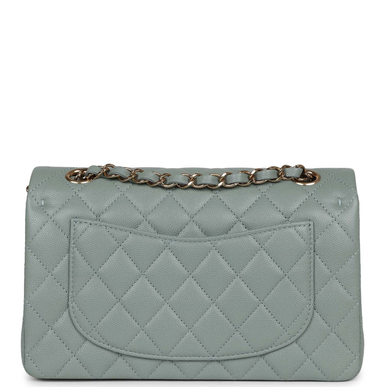 Chanel Small Classic Double Flap Bag Light Blue Caviar Light Gold Hardware