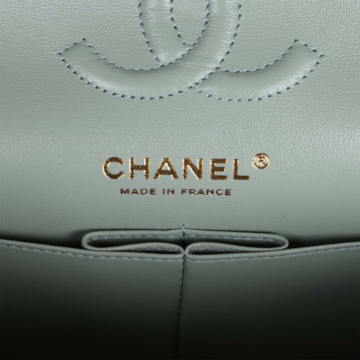 Chanel Small Classic Double Flap Bag Light Blue Caviar Light Gold Hardware