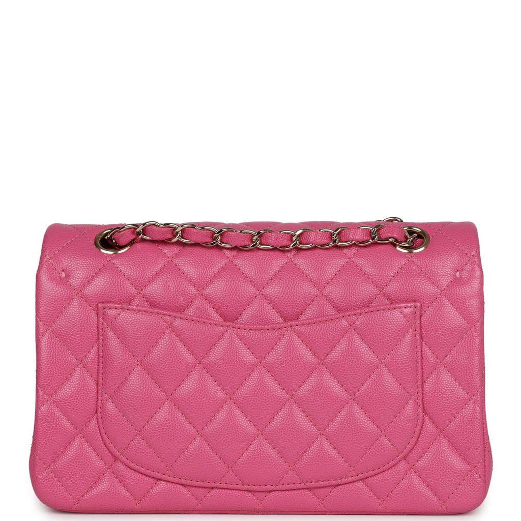Pre-owned Chanel Small Classic Double Flap Dark Pink Caviar Light Gold Hardware