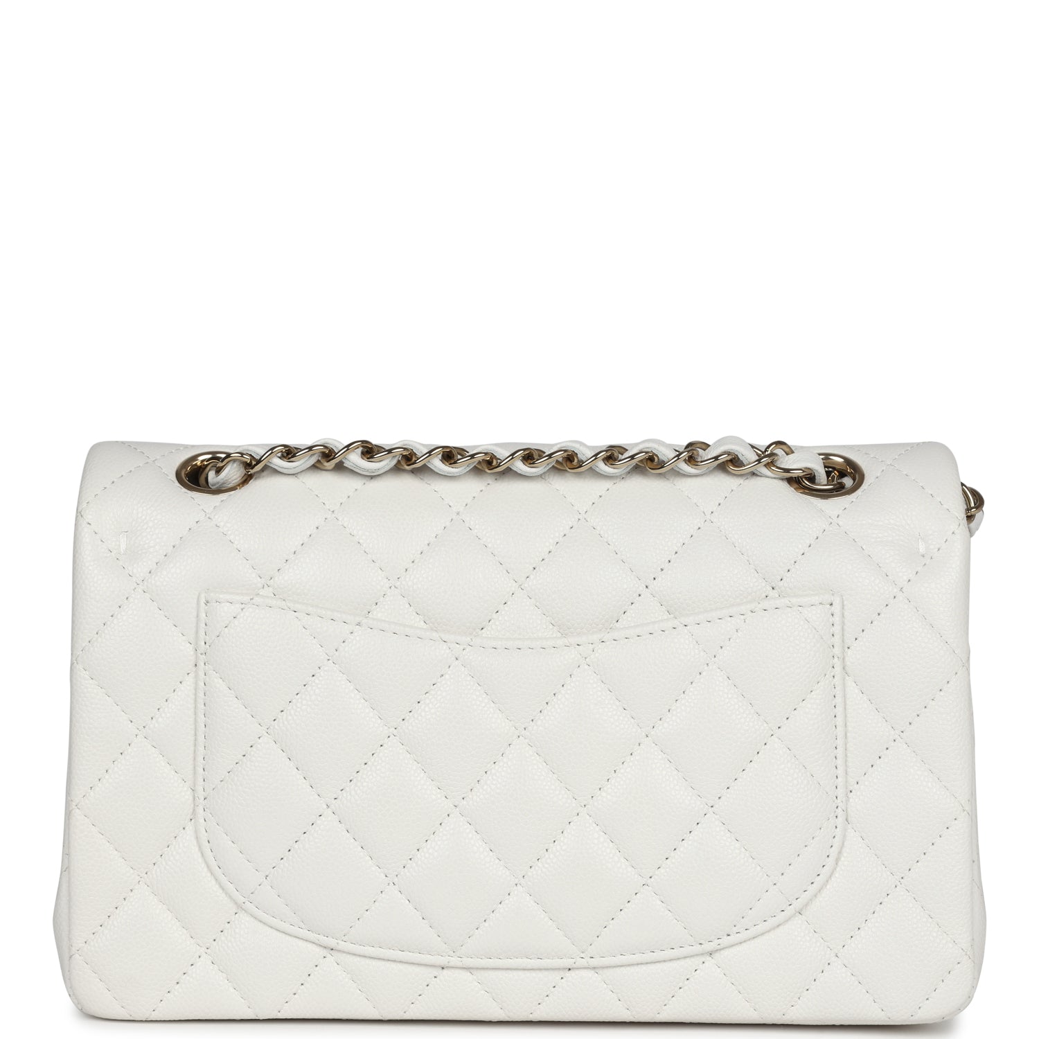 Chanel Small Classic Double Flap White Caviar Light Gold Hardware