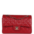 Chanel Small Classic Double Flap Red Caviar Light Gold Hardware