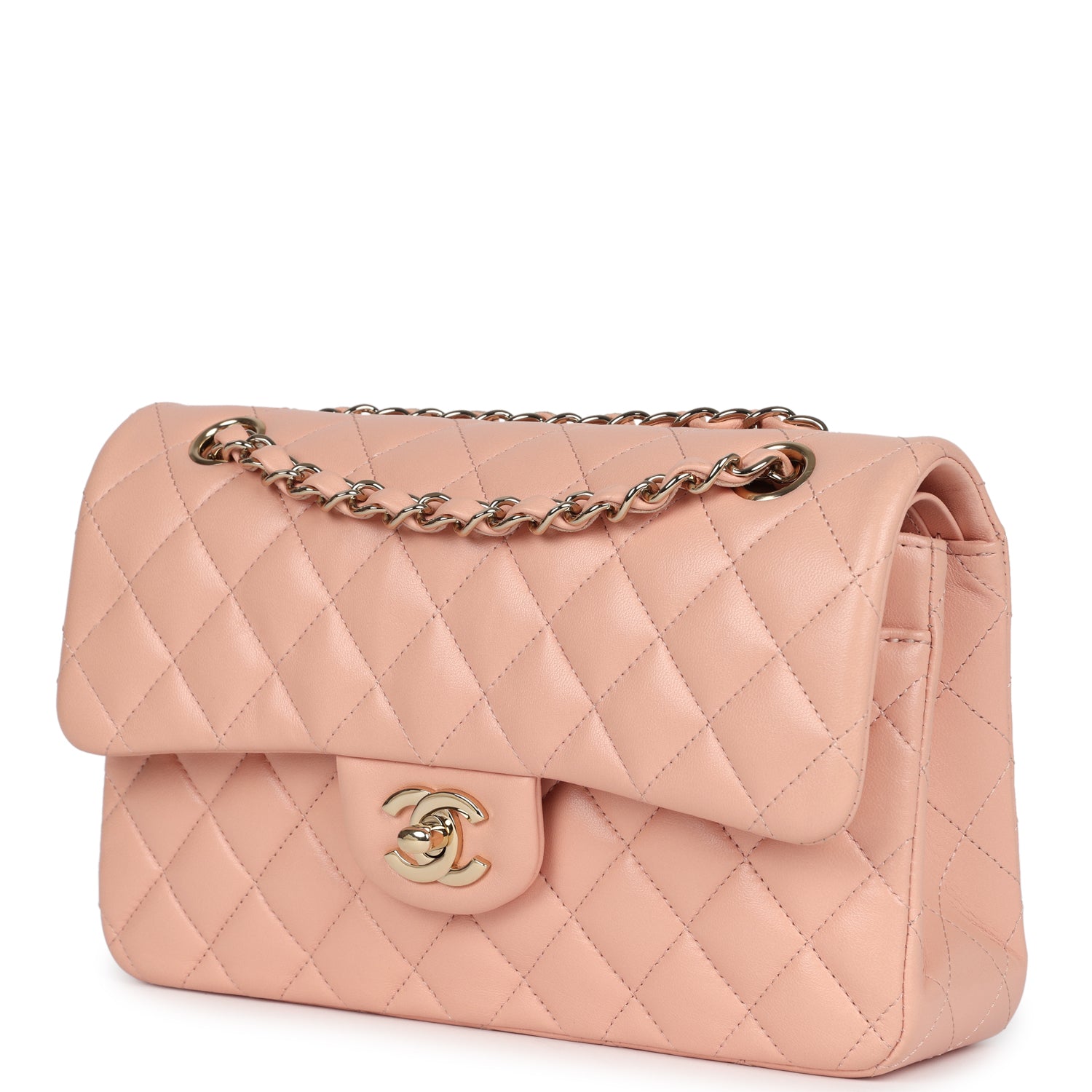 Chanel Small Classic Double Flap Light Pink Lambskin Gold Hardware