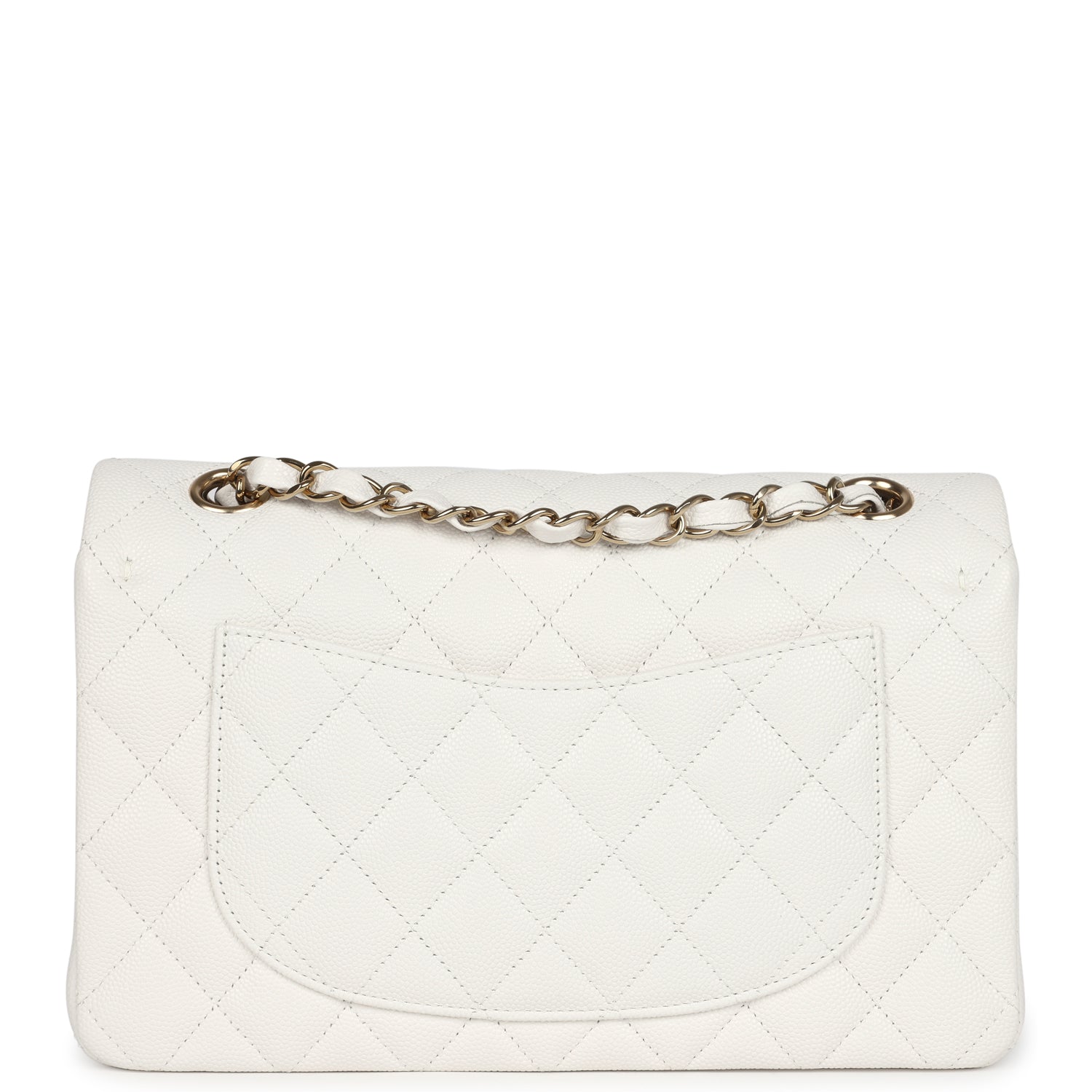 Chanel Small Classic Double Flap White Caviar Light Gold Hardware