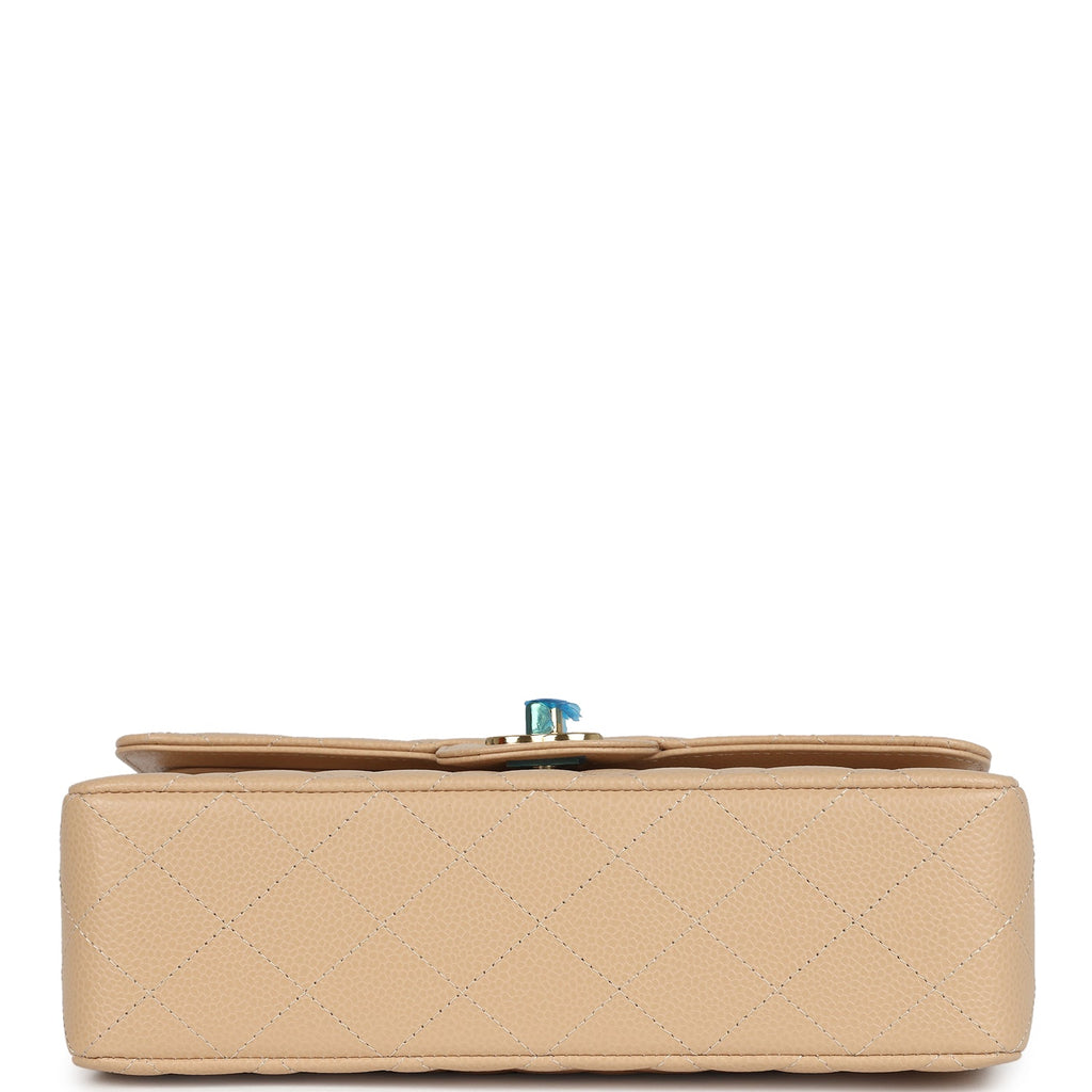 Chanel Small Classic Double Flap Bag Beige Caviar Gold Hardware