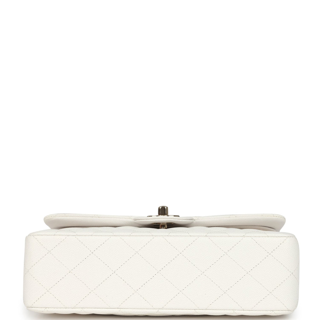 Chanel Small Classic Double Flap White Caviar Light Gold Hardware