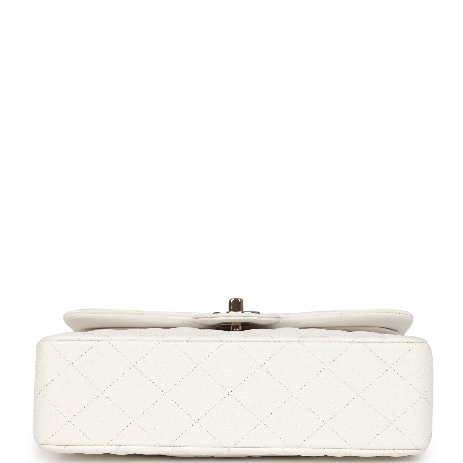 Chanel Small Classic Double Flap White Caviar Light Gold Hardware