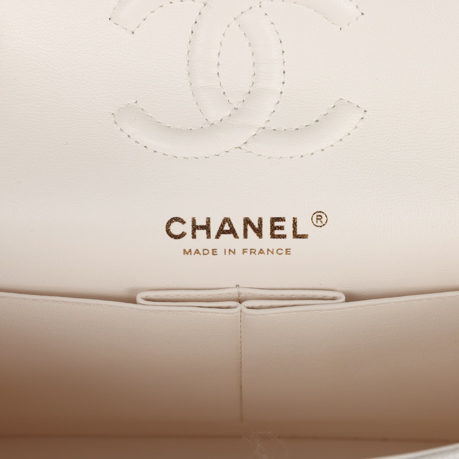 Chanel Small Classic Double Flap White Caviar Light Gold Hardware