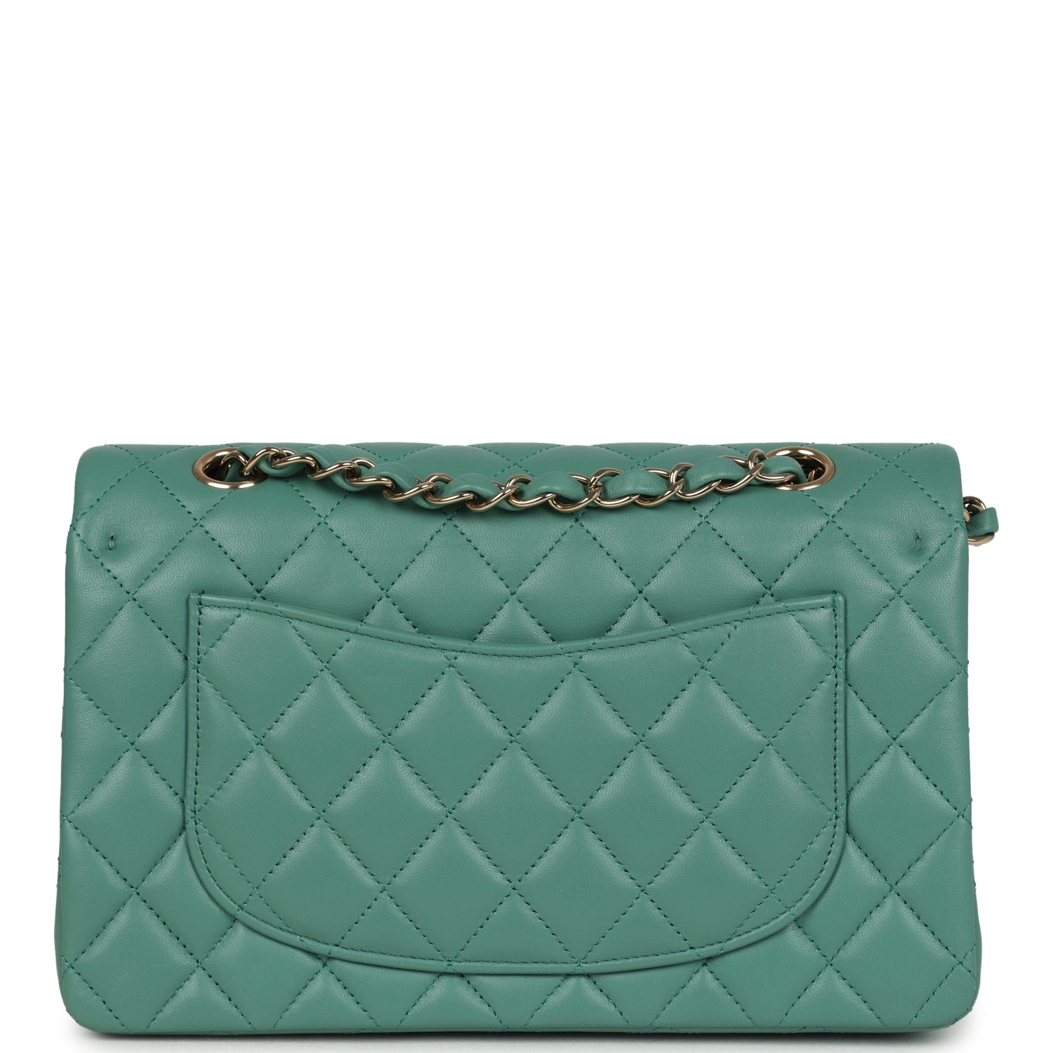 Chanel Small Classic Double Flap Bag Green Lambskin Light Gold Hardware