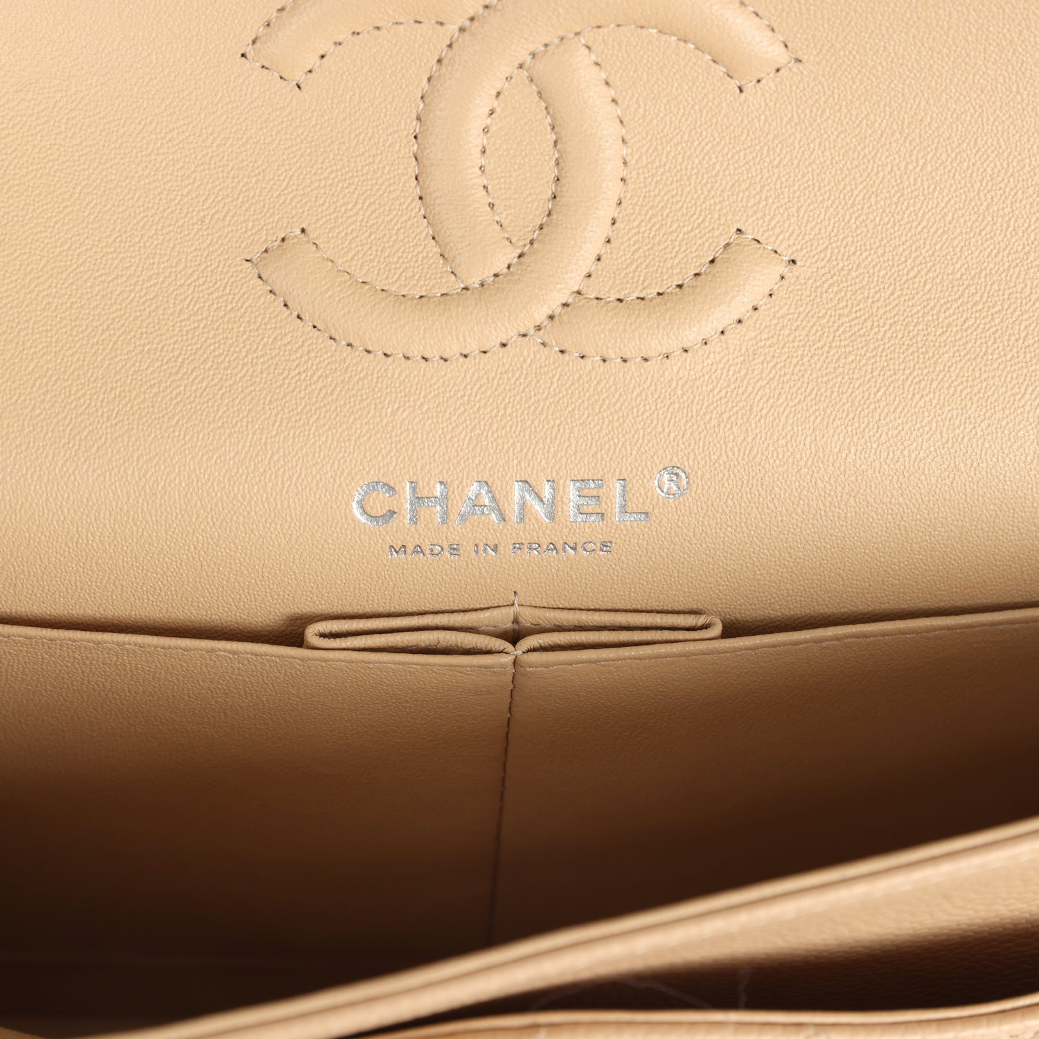 Chanel Small Classic Double Flap Bag Beige Caviar Silver Hardware