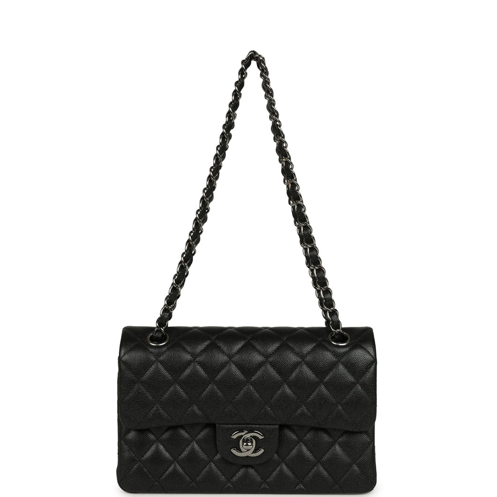 Chanel Small Classic Double Flap Bag Black Iridescent Caviar Ruthenium Hardware