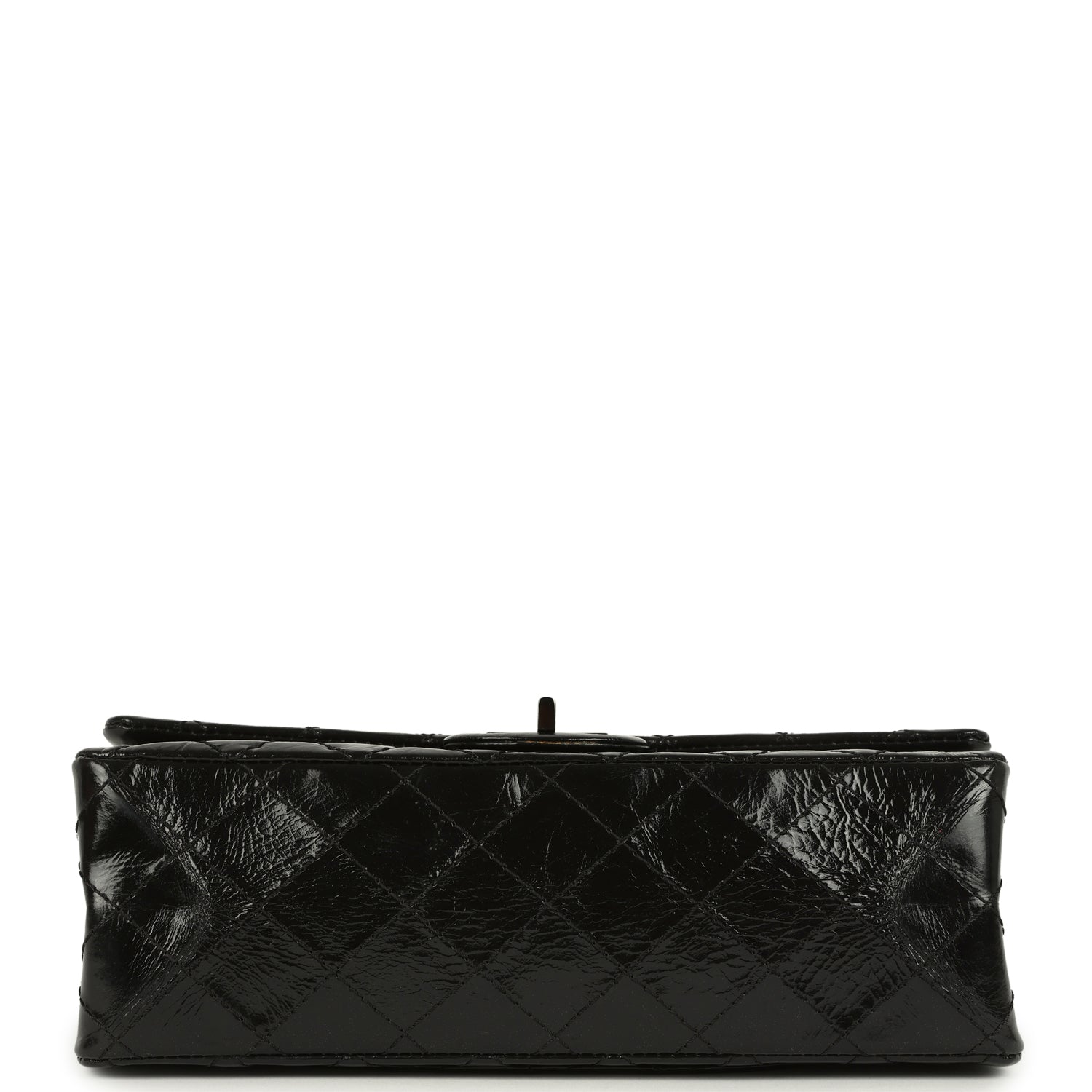 Chanel Small Reissue 225 2.55 Double Flap Bag So Black Shiny Crumpled Calfskin Black Hardware
