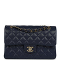 Chanel Small Classic Double Flap Bag Navy Blue Caviar Gold Hardware