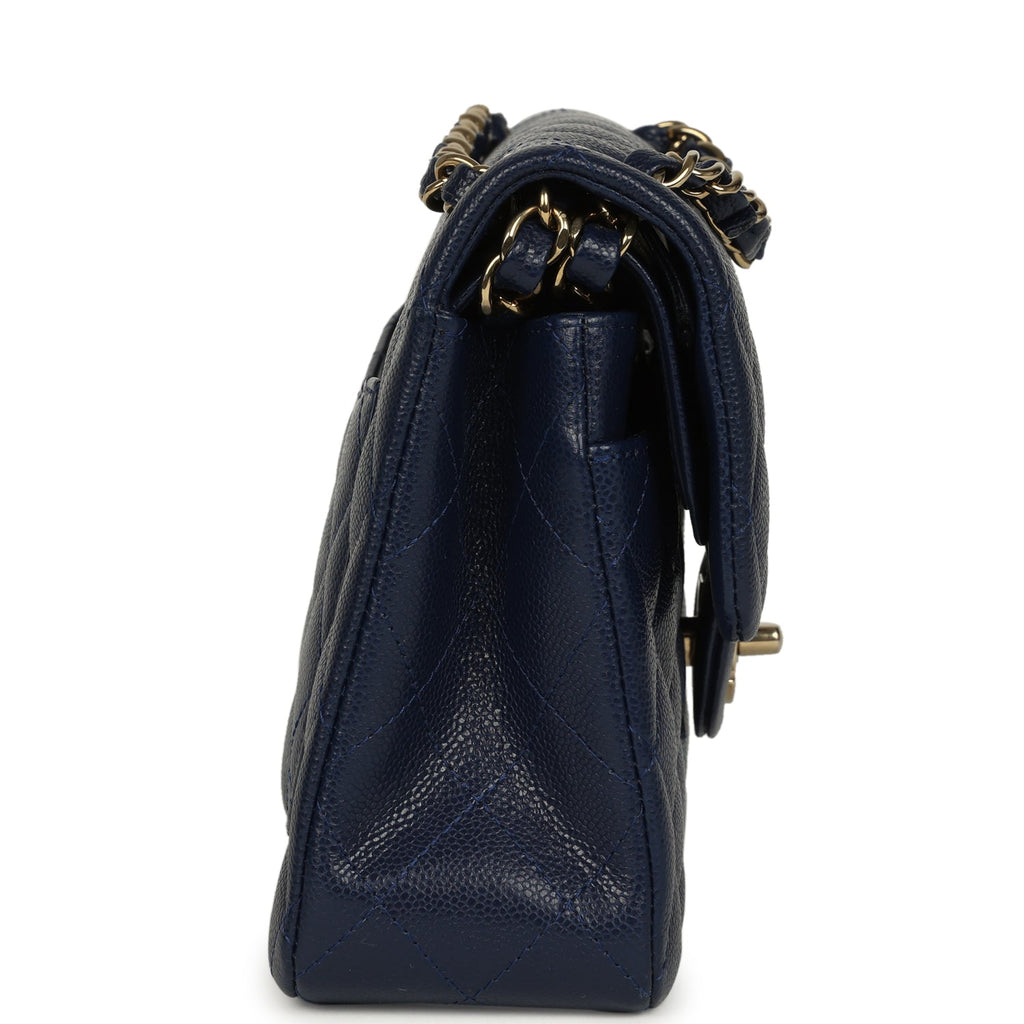 Chanel Small Classic Double Flap Bag Navy Blue Caviar Gold Hardware