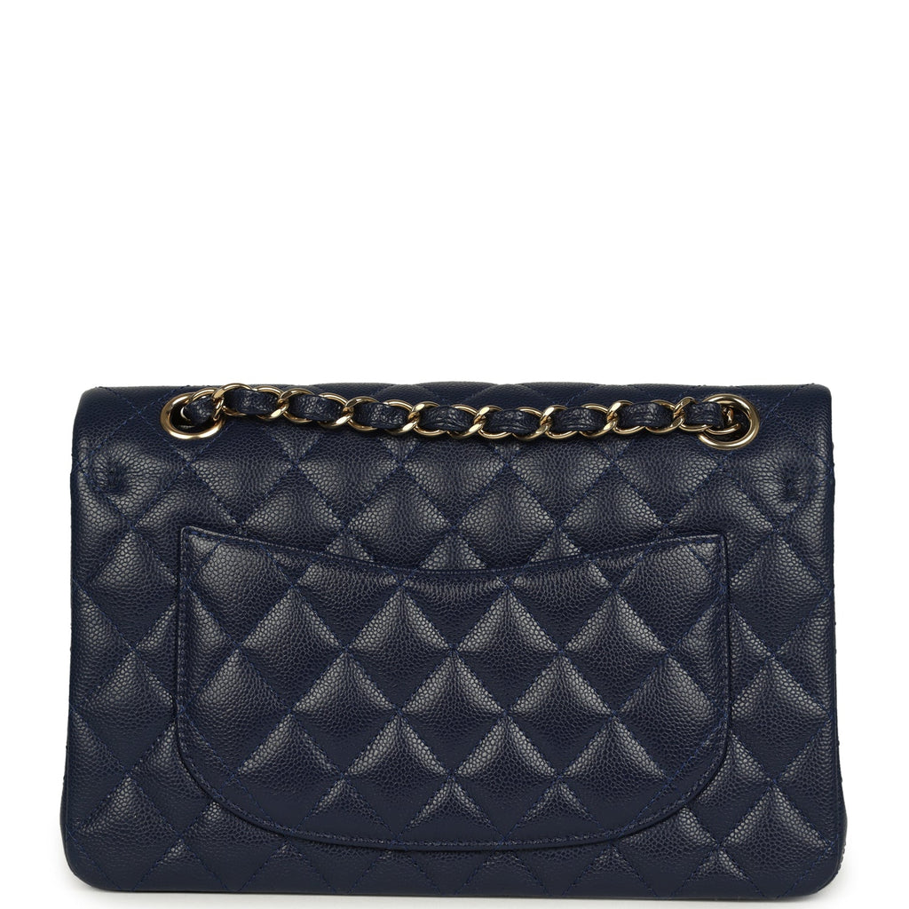 Chanel Small Classic Double Flap Bag Navy Blue Caviar Gold Hardware