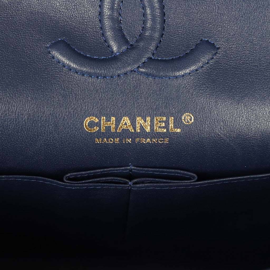 Chanel Small Classic Double Flap Bag Navy Blue Caviar Gold Hardware