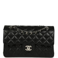Chanel Small Classic Double Flap Bag Black Lambskin Silver Hardware