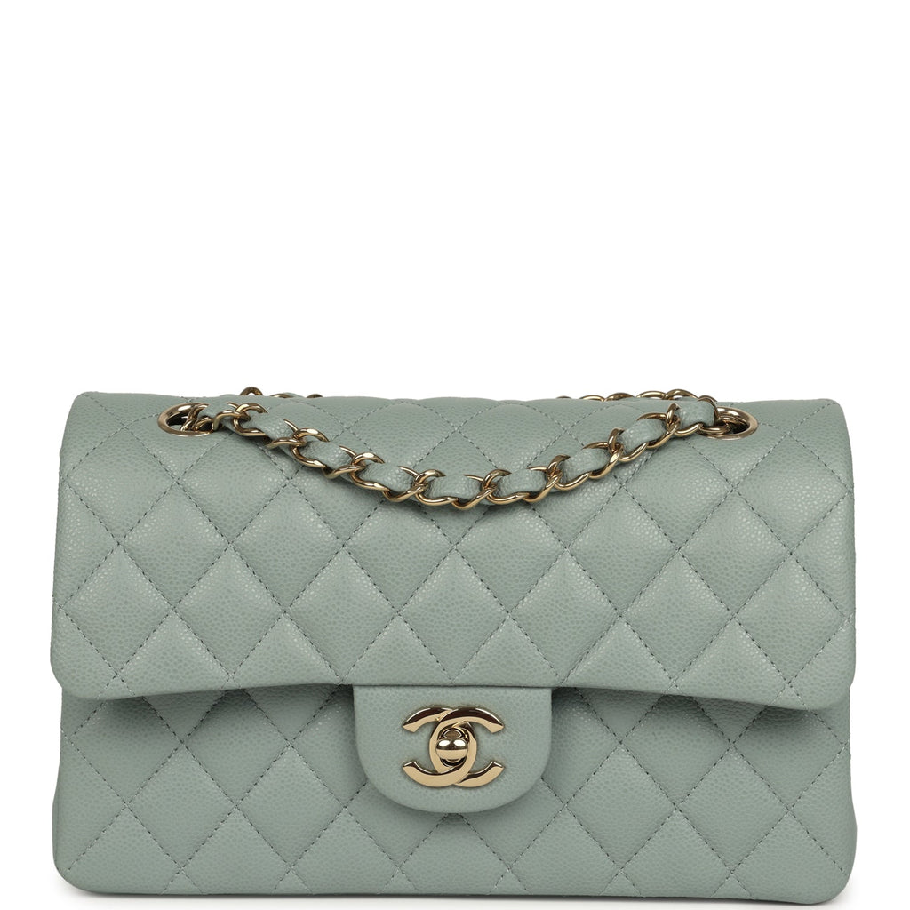 Chanel Small Classic Double Flap Bag Blue Caviar Light Gold Hardware