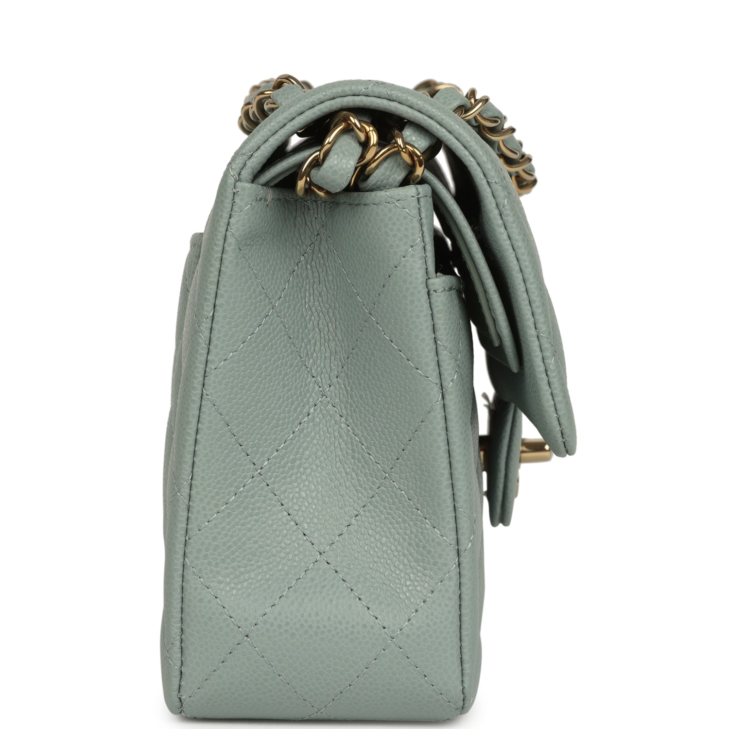 Chanel Small Classic Double Flap Bag Blue Caviar Light Gold Hardware