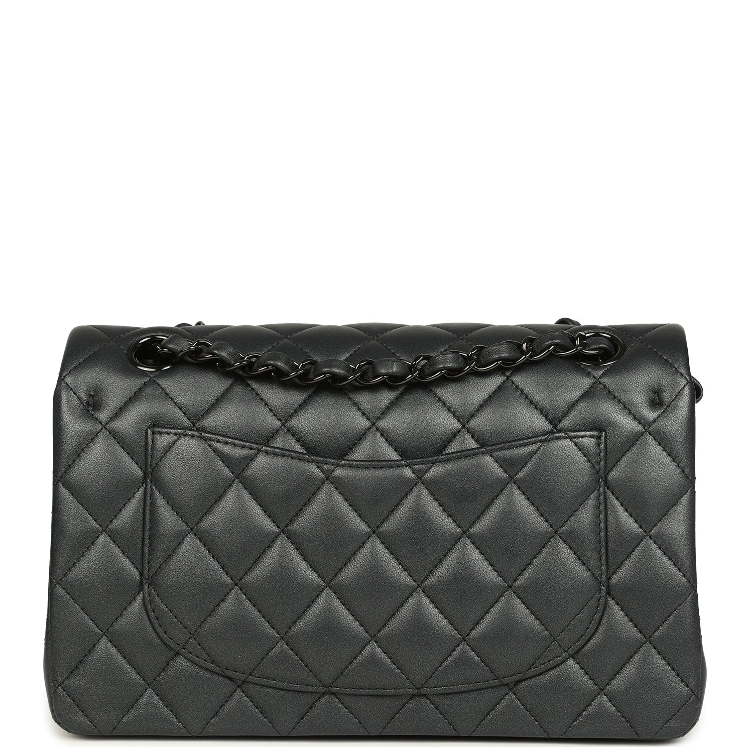Chanel Small Classic Double Flap Bag So Black Iridescent Lambskin Black Hardware