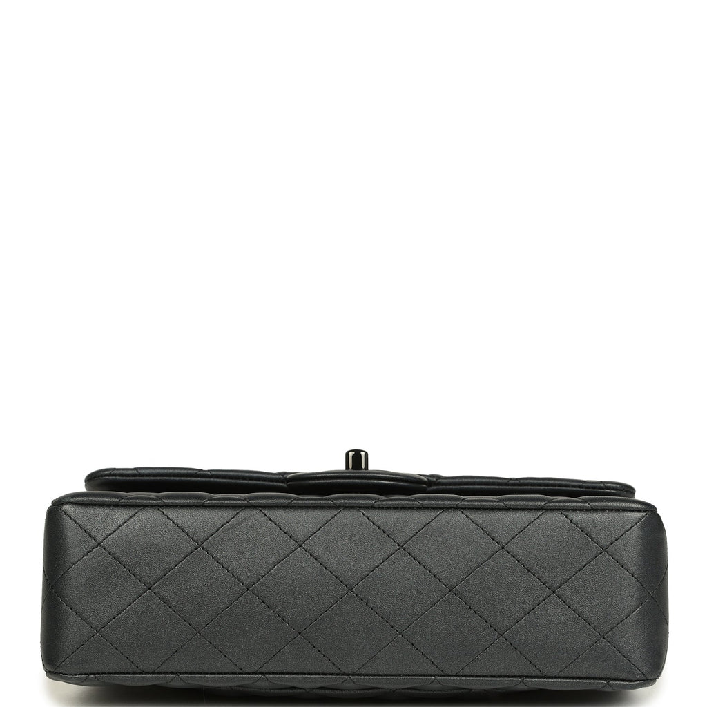 Chanel Small Classic Double Flap Bag So Black Iridescent Lambskin Black Hardware