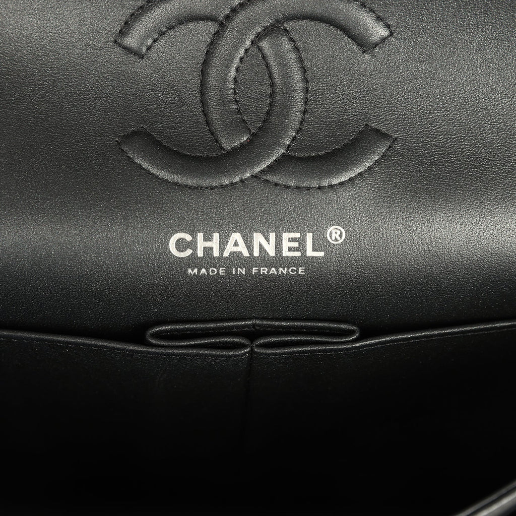 Chanel Small Classic Double Flap Bag So Black Iridescent Lambskin Black Hardware