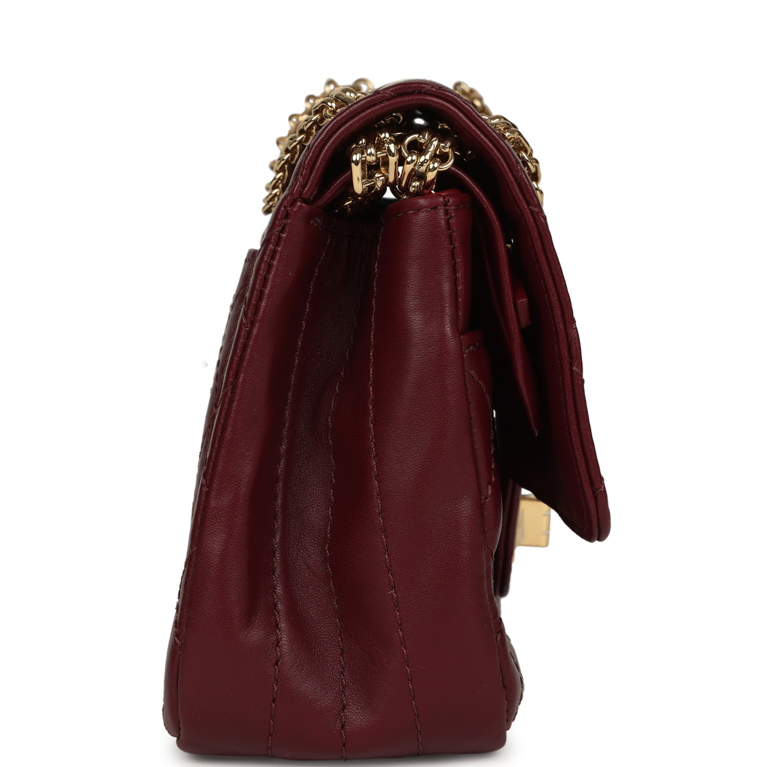 Chanel Small "Crush" Reissue 225 2.55 Double Flap Bag Burgundy Lambskin Gold Hardware