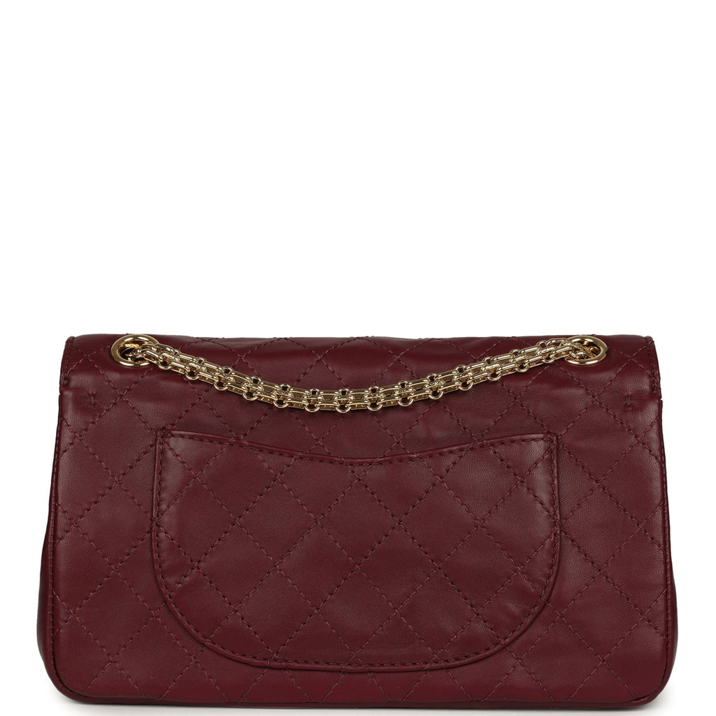 Chanel Small "Crush" Reissue 225 2.55 Double Flap Bag Burgundy Lambskin Gold Hardware