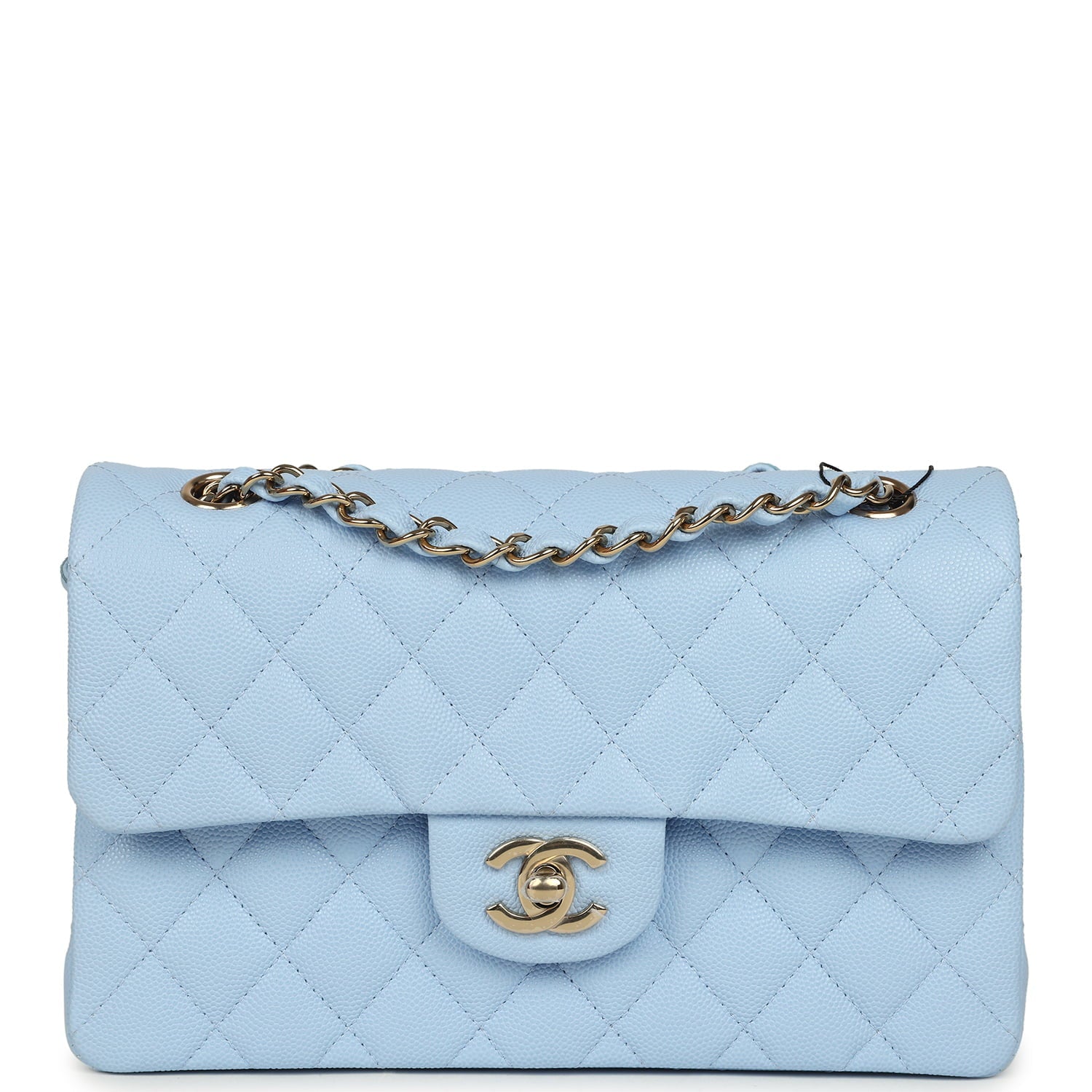 Chanel Small Classic Double Flap Bag Light Blue Caviar Light Gold Hardware