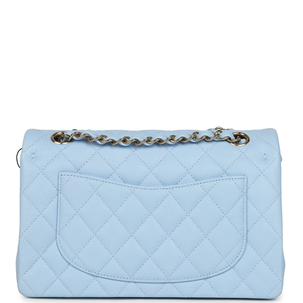 Chanel Small Classic Double Flap Bag Light Blue Caviar Light Gold Hardware