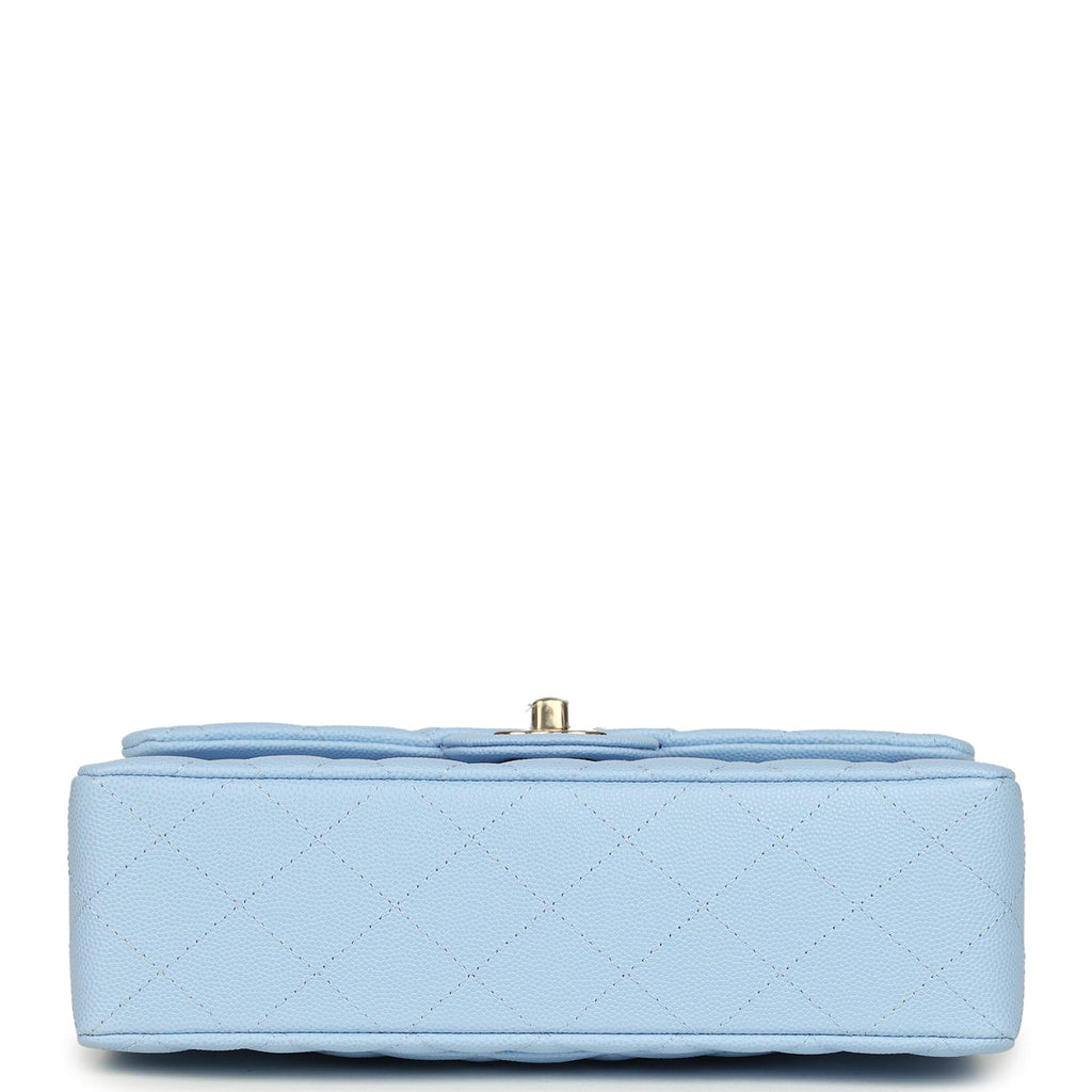 Chanel Small Classic Double Flap Bag Light Blue Caviar Light Gold Hardware