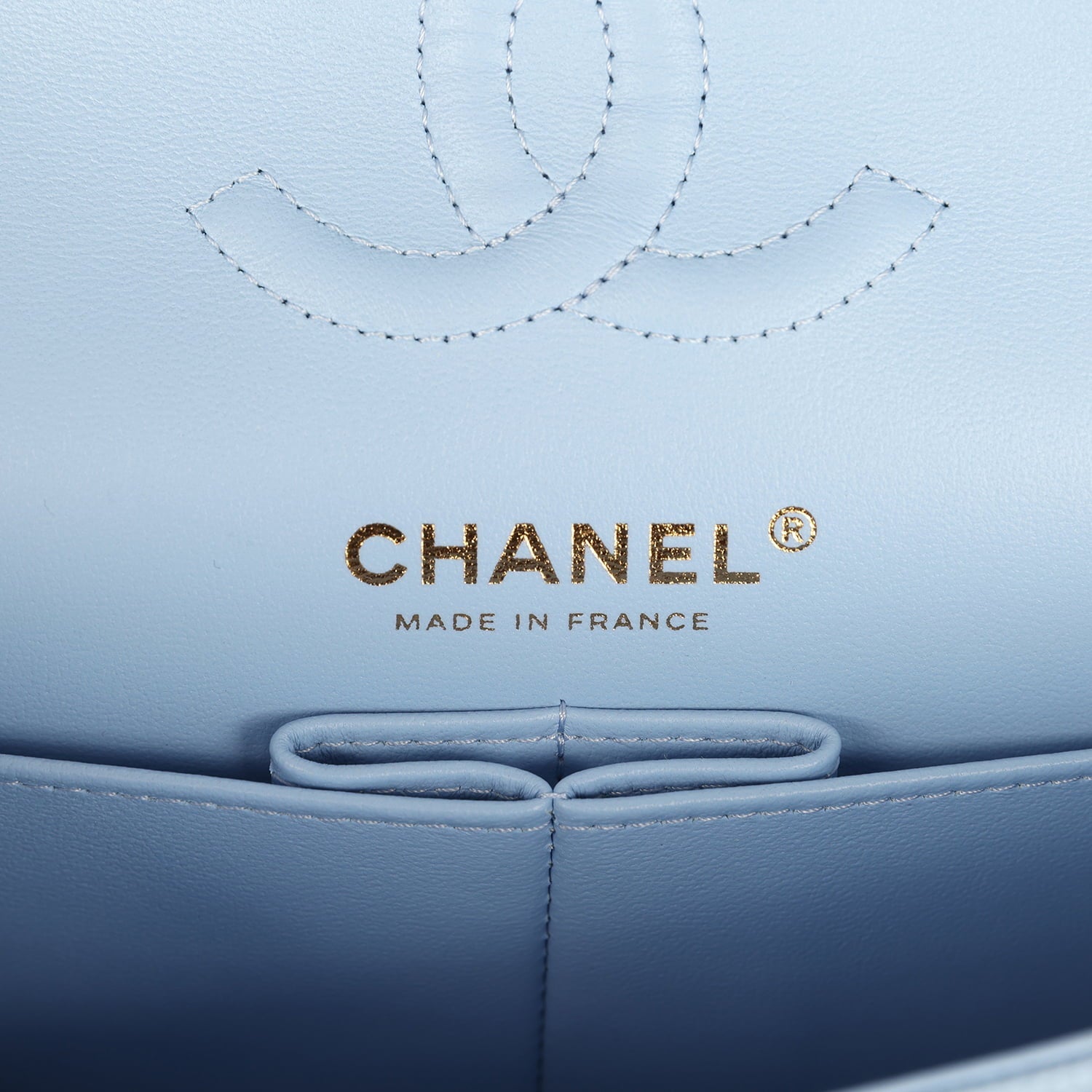 Chanel Small Classic Double Flap Bag Light Blue Caviar Light Gold Hardware