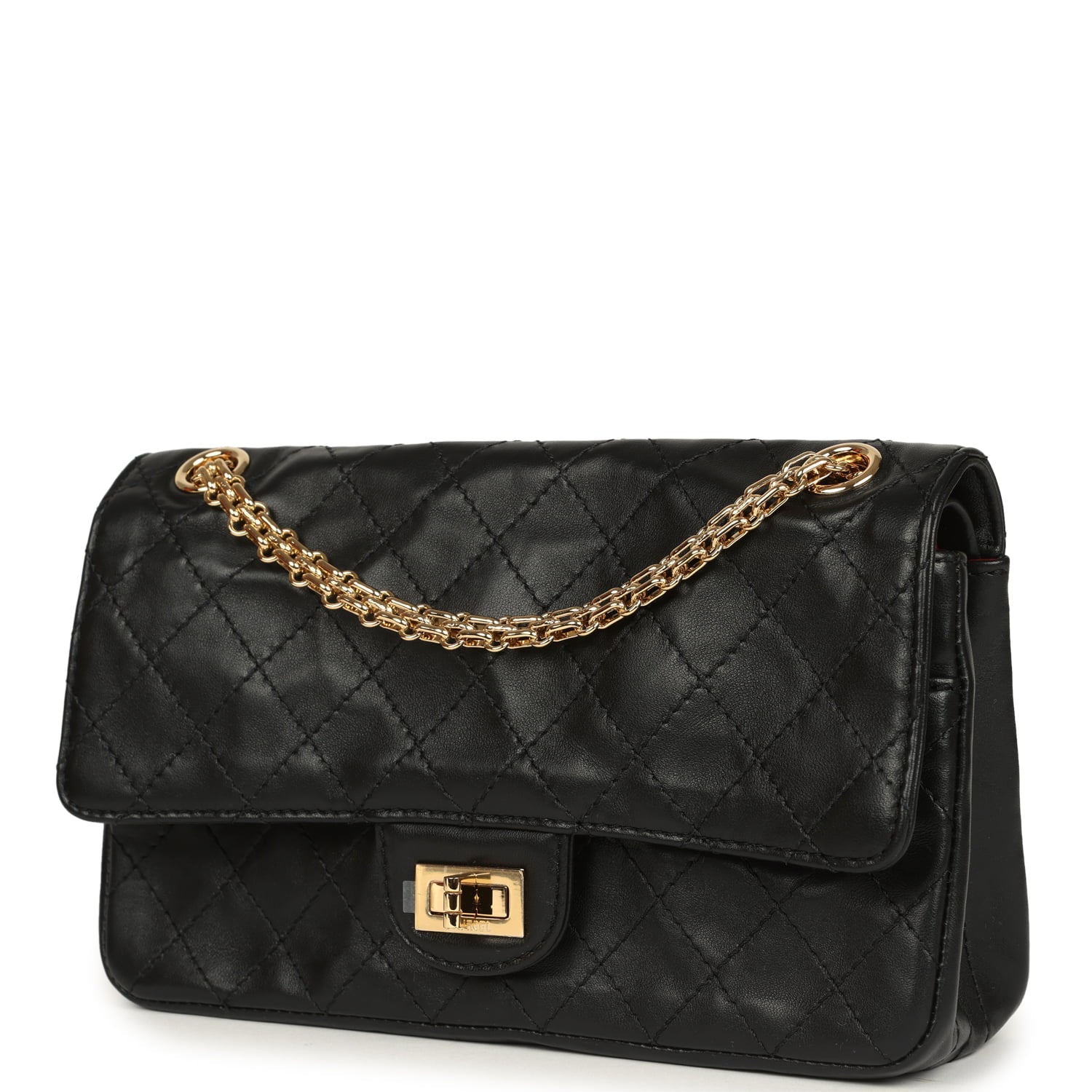 Chanel Small "Crush" Reissue 225 2.55 Double Flap Bag Black Lambskin Gold Hardware