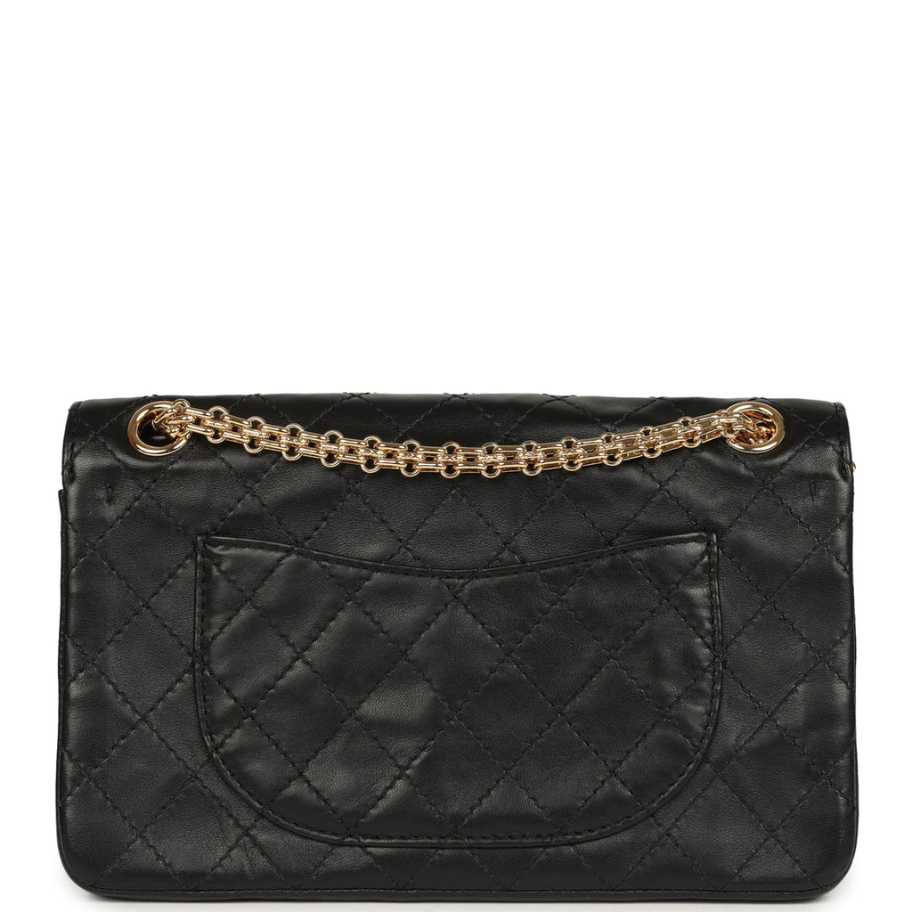 Chanel Small "Crush" Reissue 225 2.55 Double Flap Bag Black Lambskin Gold Hardware