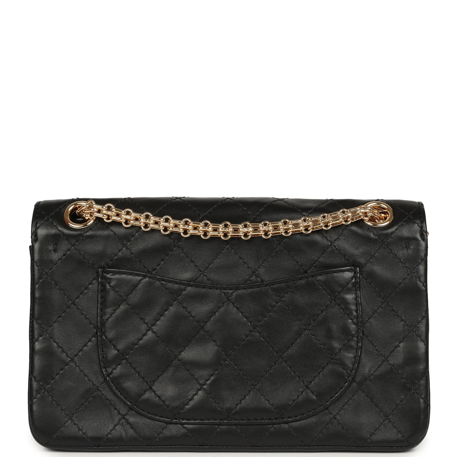 Chanel Small "Crush" Reissue 225 2.55 Double Flap Bag Black Lambskin Gold Hardware