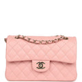 Chanel Small Classic Double Flap Bag Pink Shiny Caviar Light Gold Hardware