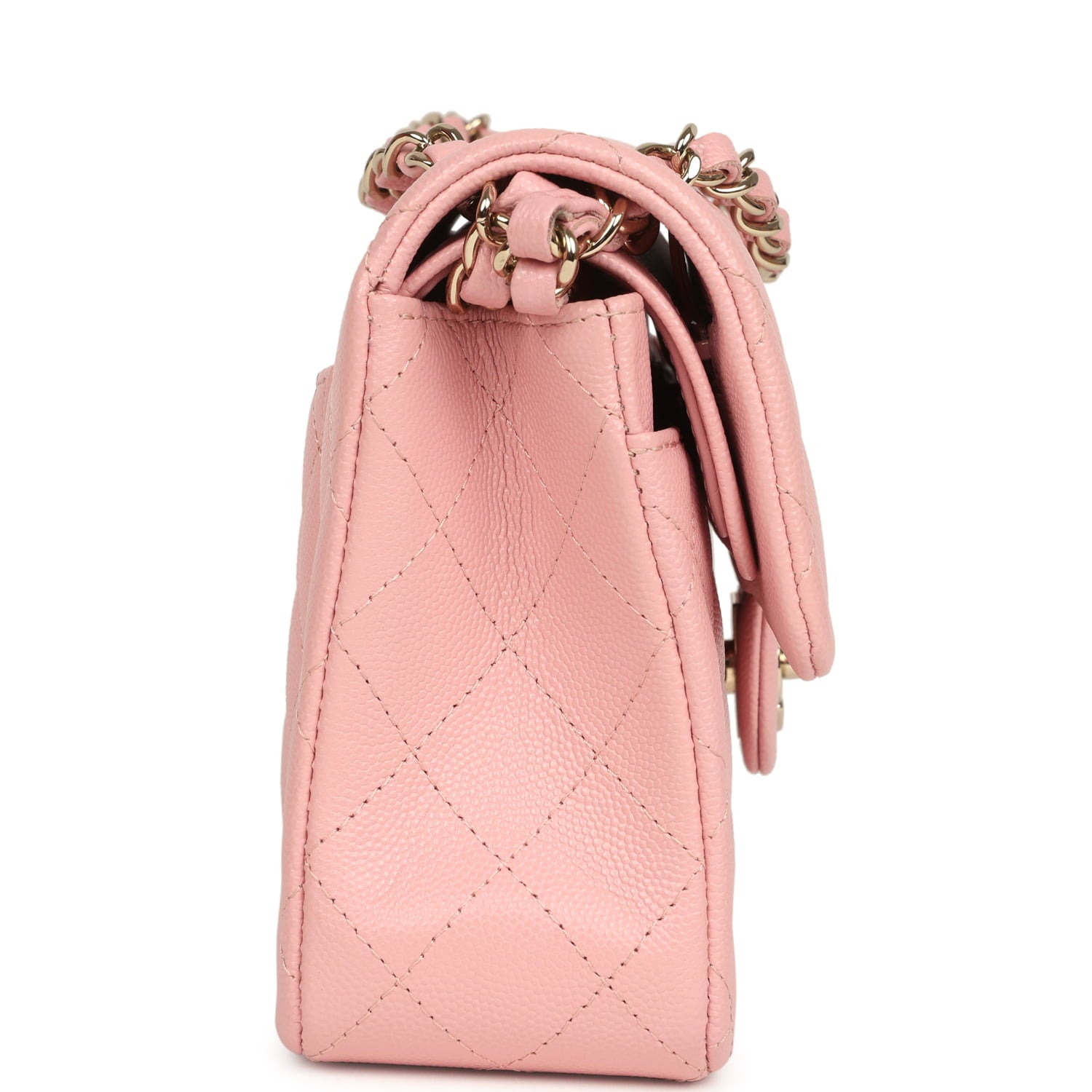 Chanel Small Classic Double Flap Bag Pink Shiny Caviar Light Gold Hardware